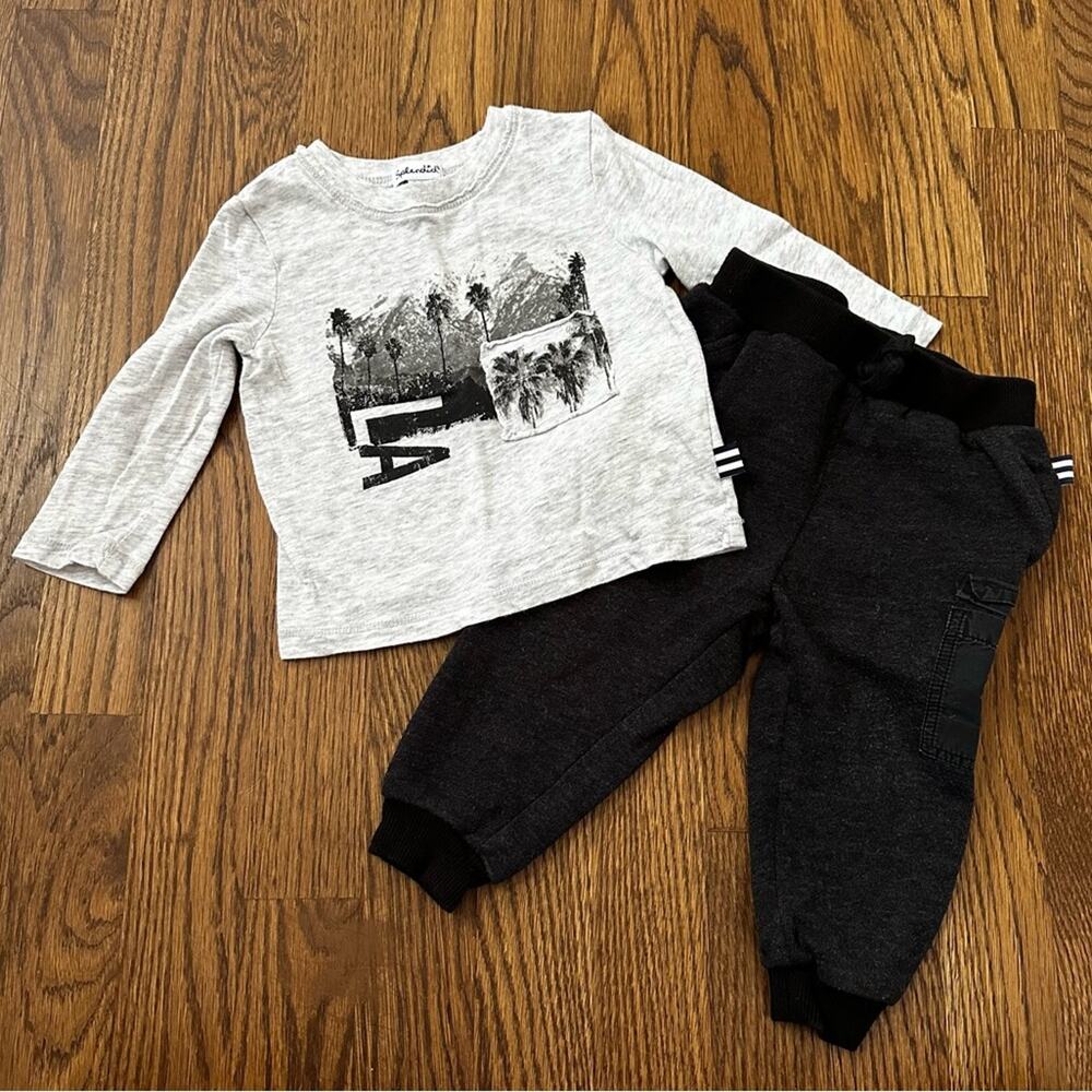 Splendid LA long sleeve T-shirt and jogger set, size 6-12M